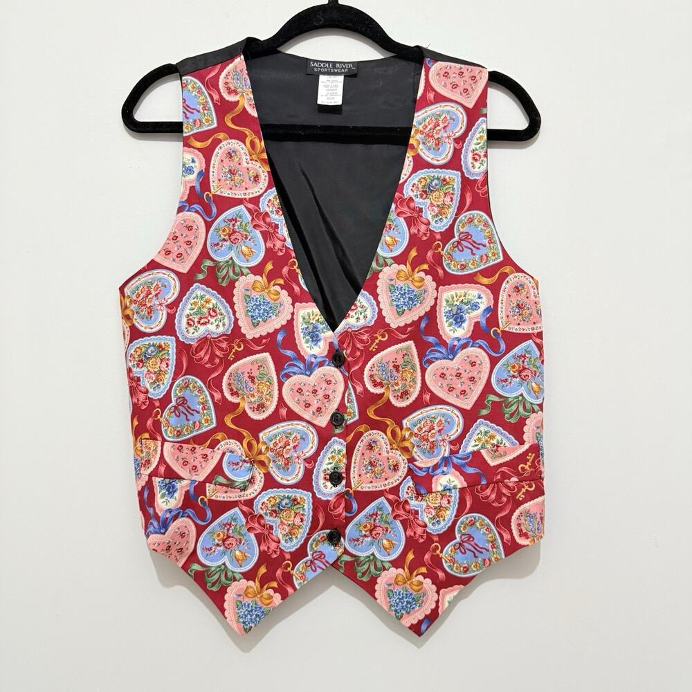 Vintage Saddle River Victorian Hearts Vest MED